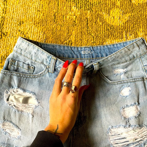 BDG denim worn and washed look short shorts. - Picture 3 of 3